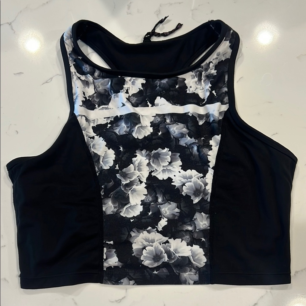Betsey Johnson Performance Floral Front Colorblock Cutout Yoga Sports Bra - Sz L